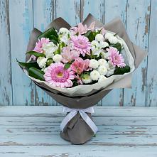 Букет цветов из:  Герберы, Альстромерии и Хризантемы в Приморске Ленинградской области