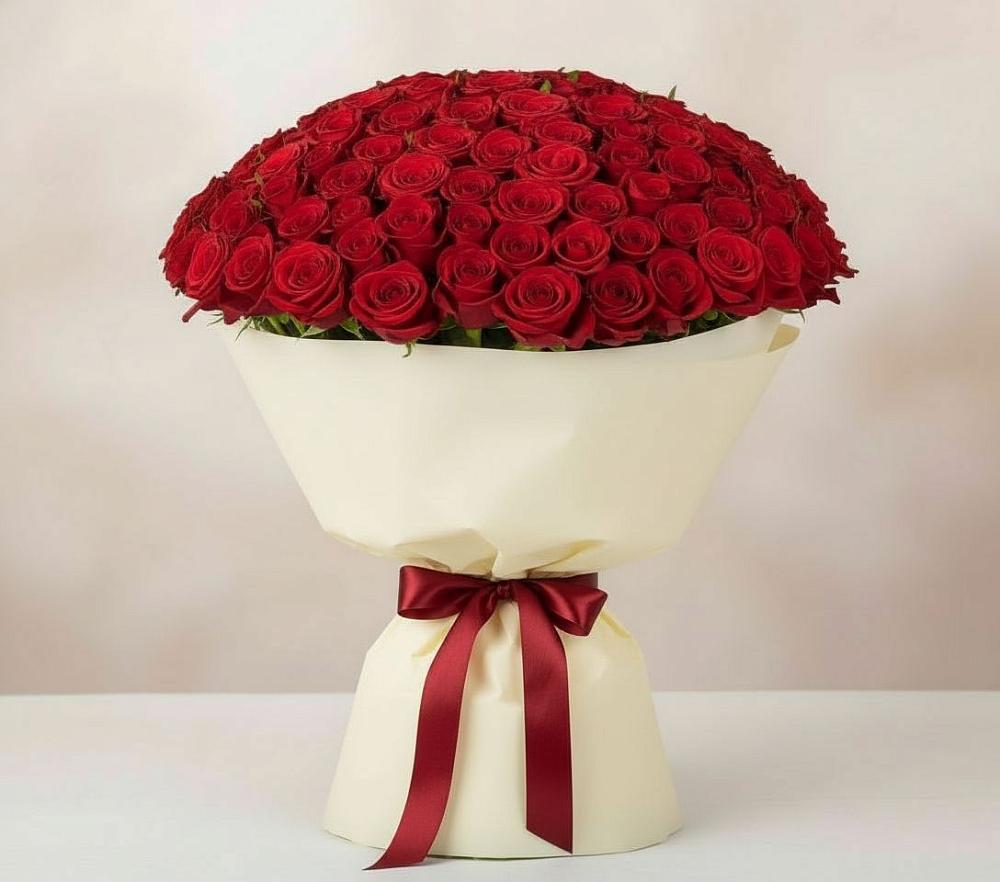 Букет 101 Красная роза Милано в Приморске Ленинградской области