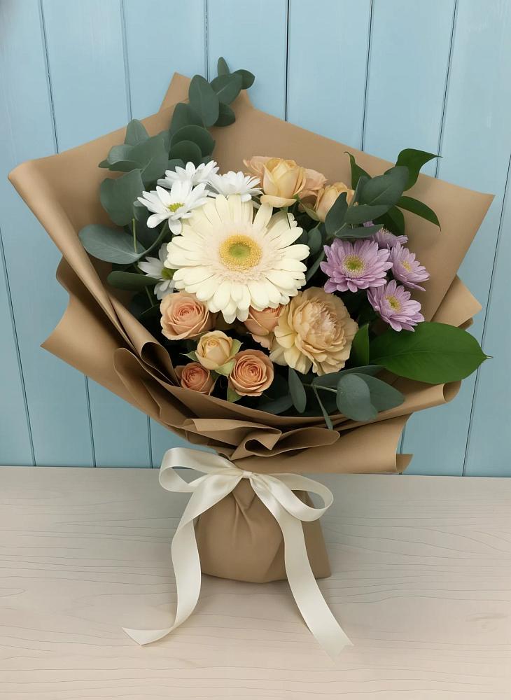 Букет цветов из: Герберы и Хризантемы в Приморске Ленинградской области