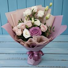 Букет цветов из:  Розы и Лизиантусы в Приморске Ленинградской области