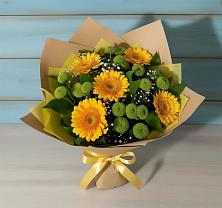 Букет цветов из:  Герберы и Хризантемы в Приморске Ленинградской области