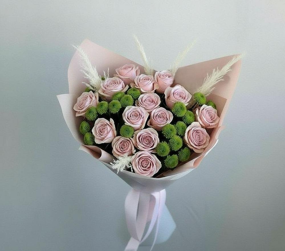 Букет цветов из: Розы и Хризантемы в Приморске Ленинградской области