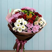 Букет цветов из:  Розы, Хризантемы и Альстромерии #REPLACE_PRED# Приморске Ленинградской области