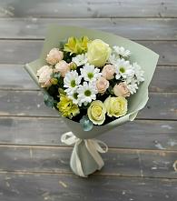 Букет цветов из:  Альстромерии, Розы и Хризантемы в Приморске Ленинградской области