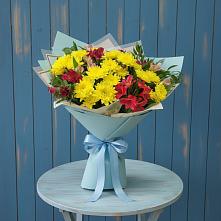 Букет цветов из:  Альстромерии и Хризантемы в Приморске Ленинградской области