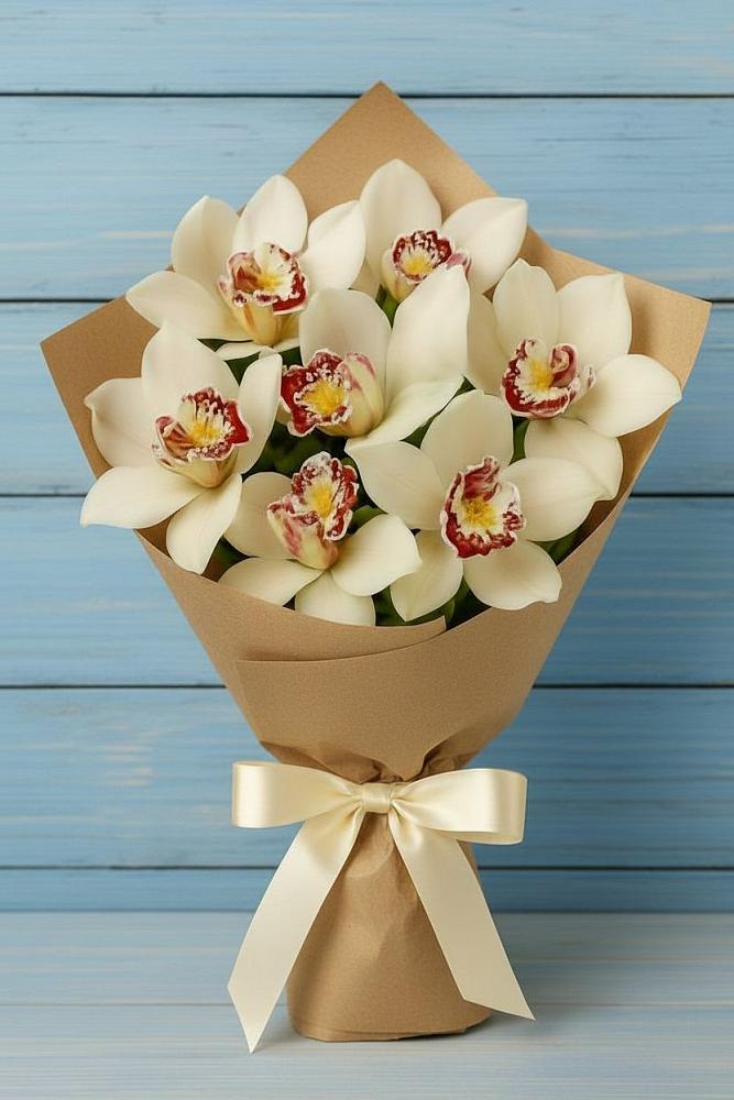 Букет цветов из: Орхидеи и Розы в Приморске Ленинградской области